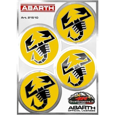 ABARTH - 4 Scorpions - Jaune - 48mm - Autocollant - Publicité ABARTH - 4 Scorpions - Jaune - 48mm - Autocollant - Publicité