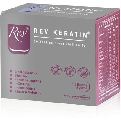 Rev Pharmabio Srl Rev Keratin - Integratore Capelli e Unghie - 30 Bustine Rev Pharmabio Srl Rev Keratin - Integratore Capelli e Unghie - 30 Bustine
