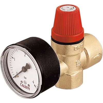 Válvula de seguridad de membrana Caleffi 1/2 pulgada con Manómetro Válvula de seguridad de membrana Caleffi 1/2 pulgada con Manómetro