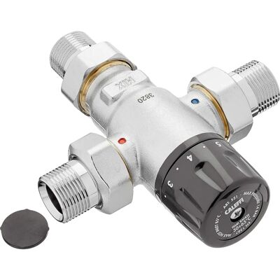 Mezclador termostático Caleffi - 30-65°C, Cromado, Modelo 521 Mezclador termostático Caleffi - 30-65°C, Cromado, Modelo 521