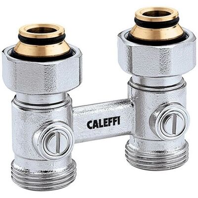 Caleffi Modell 301052 Messing Zweirohr-Hahnblock - Heizkörperanschluss Caleffi Modell 301052 Messing Zweirohr-Hahnblock - Heizkörperanschluss
