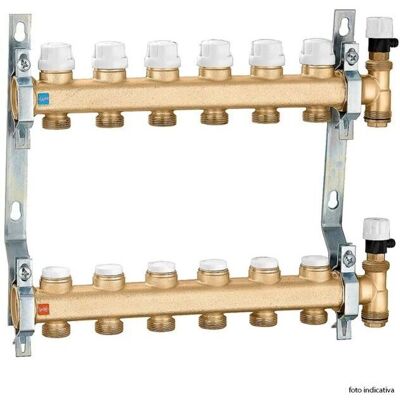 Caleffi Colector - 6626G5 3/4" Entrada, 7 Derivaciones - Sistema de calefacción Caleffi Colector - 6626G5 3/4" Entrada, 7 Derivaciones - Sistema de calefacción