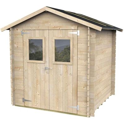 Casetta da Giardino Alce 198x198cm - Legno Naturale, Doppia Porta Casetta da Giardino Alce 198x198cm - Legno Naturale, Doppia Porta