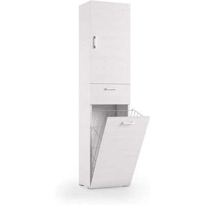 Mueble multiusos blanco TERRANEO con cesta de ropa - Muebles Mueble multiusos blanco TERRANEO con cesta de ropa - Muebles
