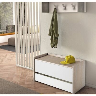 Cofre de almacenamiento italiano - Roble y Blanco - Diseño moderno y compacto Cofre de almacenamiento italiano - Roble y Blanco - Diseño moderno y compacto