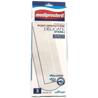 Corman Spa Medipresteril Medicazioni Post-Operatorie Sterili - 10x30cm - 3 Pezzi Corman Spa Medipresteril Medicazioni Post-Operatorie Sterili - 10x30cm - 3 Pezzi
