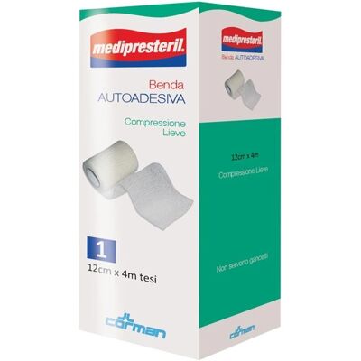 Fascia autoadesiva di compressione lieve Medi Presteril - 12x400cm Fascia autoadesiva di compressione lieve Medi Presteril - 12x400cm