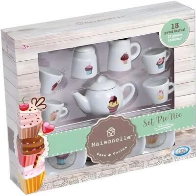 Modello Maisonelle - Set picnic con 13 tazzine in porcellana Modello Maisonelle - Set picnic con 13 tazzine in porcellana