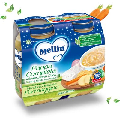 Cibo per bambini Mellin - Verdure e Formaggio 2x200g Cibo per bambini Mellin - Verdure e Formaggio 2x200g