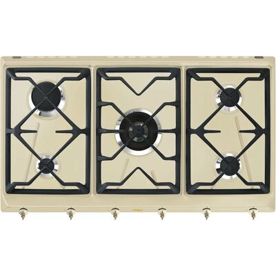 Smeg SRV896POGH Piano di Cottura a Gas 90 cm Panna Smeg SRV896POGH Piano di Cottura a Gas 90 cm Panna