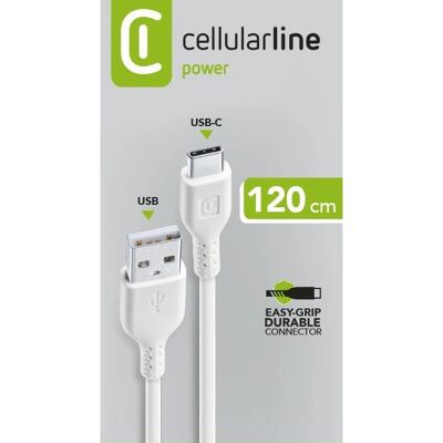 USB-kaapeli Cellularline 1,2 m - USB A:sta USB C:hen - Valkoinen - Tiedot ja Lataus USB-kaapeli Cellularline 1,2 m - USB A:sta USB C:hen - Valkoinen - Tiedot ja Lataus