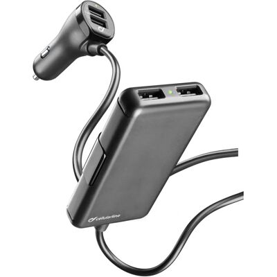 Mobilní nabíječka Cellularline CBRUSB4FAMILY7AK - USB auto nabíječka, Černá Mobilní nabíječka Cellularline CBRUSB4FAMILY7AK - USB auto nabíječka, Černá