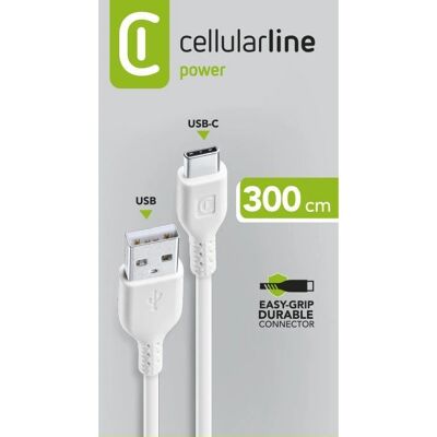 Cellularline Modello USBDATACUSBC3MW - Cavo USB 3m Bianco Cellularline Modello USBDATACUSBC3MW - Cavo USB 3m Bianco