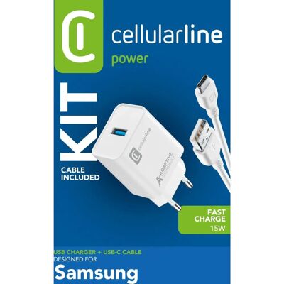 Cellularline Adaptiv Hurtigoplader Sæt 15W - Usb-c - Hvid Cellularline Adaptiv Hurtigoplader Sæt 15W - Usb-c - Hvid