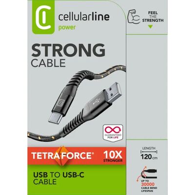 Cavo USB Cellularline TETRACABTYC1MK - Nero - 1,2 m, Resistente Cavo USB Cellularline TETRACABTYC1MK - Nero - 1,2 m, Resistente