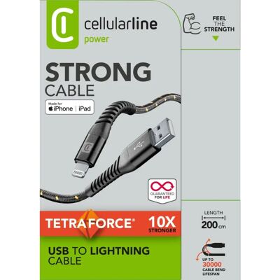 Cellularline TETRACABMFI2MK Lightning Kaapeli - 2m - Musta Cellularline TETRACABMFI2MK Lightning Kaapeli - 2m - Musta