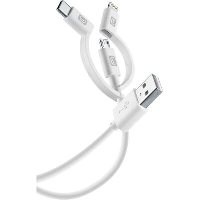 Cavo per cellulare Cellularline 3-in-1 - Bianco - 120cm Cavo per cellulare Cellularline 3-in-1 - Bianco - 120cm