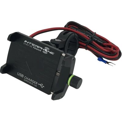 Interphone Support - Smartphone Holder with USB Charger - Black Interphone Support - Smartphone Holder with USB Charger - Black