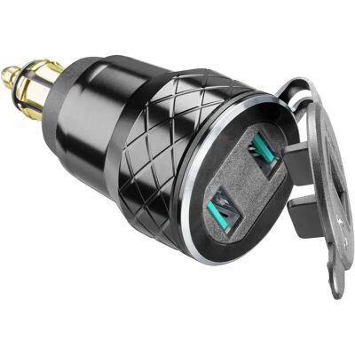 Chargeur voiture Cellularline - USB double 12V DIN - Étanche - Voltmètre Chargeur voiture Cellularline - USB double 12V DIN - Étanche - Voltmètre