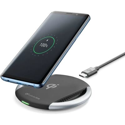 Cellularline Schnelles kabelloses Ladegerät - Qi-Zertifiziert - Schwarz, Silber - Wireless Ladepad Cellularline Schnelles kabelloses Ladegerät - Qi-Zertifiziert - Schwarz, Silber - Wireless Ladepad