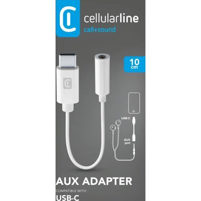 Cellularline Valkoinen USB-C 3,5 mm audio kaapeli - 0,15 m Cellularline Valkoinen USB-C 3,5 mm audio kaapeli - 0,15 m