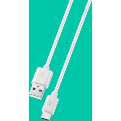 Cabo USB PLOOS - 1m USB A USB C Blanco - Para datos y carga Cabo USB PLOOS - 1m USB A USB C Blanco - Para datos y carga