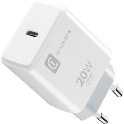 Cellularline ACHIPHUSBCPD20WW Wit 20W USB-C Oplader - Mobiele apparaatoplader Cellularline ACHIPHUSBCPD20WW Wit 20W USB-C Oplader - Mobiele apparaatoplader