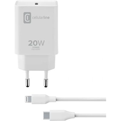Cellularline Weiß USB-C Ladegerät-Kit - Ladegerät für iPhone & iPad Cellularline Weiß USB-C Ladegerät-Kit - Ladegerät für iPhone & iPad