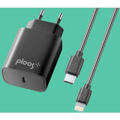 Ploos - USB-C KIT ADAPTER - USB-C to Lightning (20 W), USB Ladegerät, Nero Ploos - USB-C KIT ADAPTER - USB-C to Lightning (20 W), USB Ladegerät, Nero
