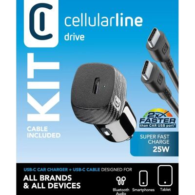 Cellularline CBRSMKITC2CPD25WW Laddare för bil - Snabbladdning Cellularline CBRSMKITC2CPD25WW Laddare för bil - Snabbladdning