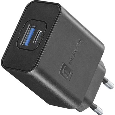 Cellularline ACHSMUSB2PD25WK Kaksois USB-C Laturi - Matkapuhelinlaturi Cellularline ACHSMUSB2PD25WK Kaksois USB-C Laturi - Matkapuhelinlaturi