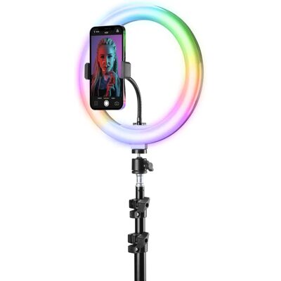CellularLine Selfie Ring Pro - Anel de luz RGB 360°, tripé, suporte para smartphone CellularLine Selfie Ring Pro - Anel de luz RGB 360°, tripé, suporte para smartphone