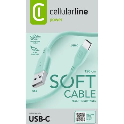 Câble USB Cellularline - Vert - 1,2 m - Supporte charge rapide Câble USB Cellularline - Vert - 1,2 m - Supporte charge rapide