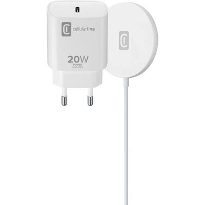 Caricatore wireless MagSafe Cellularline - iPhone 12 e successivi - Bianco Caricatore wireless MagSafe Cellularline - iPhone 12 e successivi - Bianco