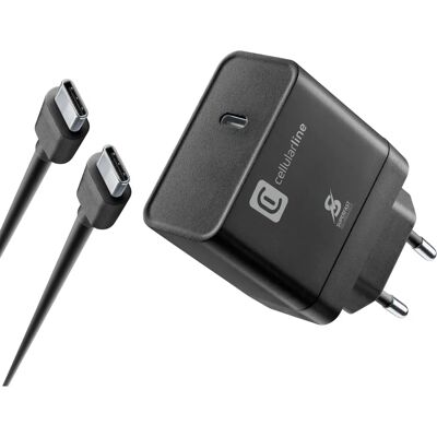 Kit Carregador Rápido Cellularline PD 45W - USB-C, Preto Kit Carregador Rápido Cellularline PD 45W - USB-C, Preto