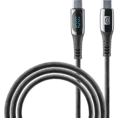 Cellularline USB-C Kaapeli - 2m, LCD, 100W - Musta Cellularline USB-C Kaapeli - 2m, LCD, 100W - Musta