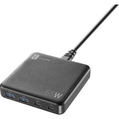 Cellular Line Multipower Desk 65W - 4-Port-GaN-Netzladegerät (Schwarz) (USBGAN4PD65WK) Cellular Line Multipower Desk 65W - 4-Port-GaN-Netzladegerät (Schwarz) (USBGAN4PD65WK)