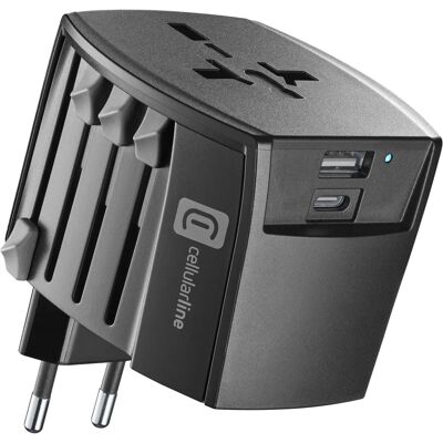 Cellularline WTACHARGER20WK - Carregador de viagem duplo USB - Carregador Cellularline WTACHARGER20WK - Carregador de viagem duplo USB - Carregador
