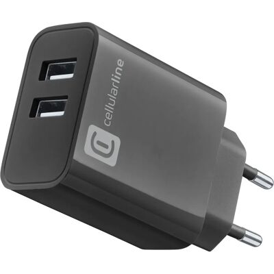 Cellularline ACHUSB2USBA24WK - Carregador 24W, 2 USB Cellularline ACHUSB2USBA24WK - Carregador 24W, 2 USB