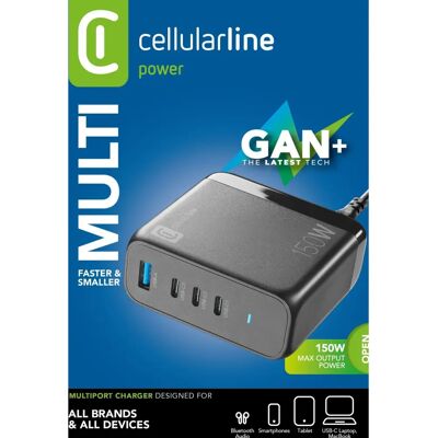 Cellularline ACHUSBGAN4PD150WK - 150W Laddare - Svart Cellularline ACHUSBGAN4PD150WK - 150W Laddare - Svart