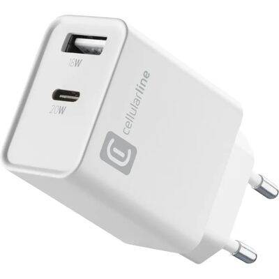 Cellularline Wit 20W Meerkleuren Snellader - Mobiele apparaatoplader Cellularline Wit 20W Meerkleuren Snellader - Mobiele apparaatoplader