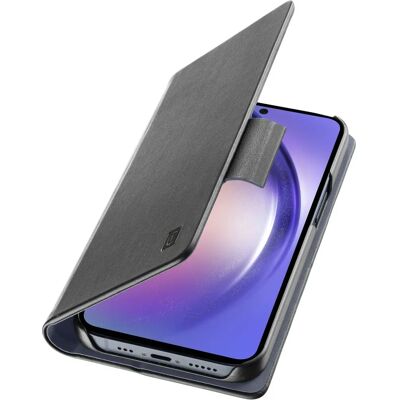 Samsung Galaxy A55 Schwarze Leder Buchhülle - Handyhülle Samsung Galaxy A55 Schwarze Leder Buchhülle - Handyhülle