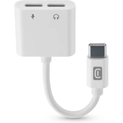 Adattatore USB-C Cellularline SoundCharge Bianco - Cavo 10cm Adattatore USB-C Cellularline SoundCharge Bianco - Cavo 10cm