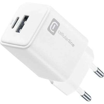 Cellularline ACHUSB2GAN30WTABW Branca Carregador Móvel de 30W com Duas Portas - Carregador para dispositivos móveis Cellularline ACHUSB2GAN30WTABW Branca Carregador Móvel de 30W com Duas Portas - Carregador para dispositivos móveis