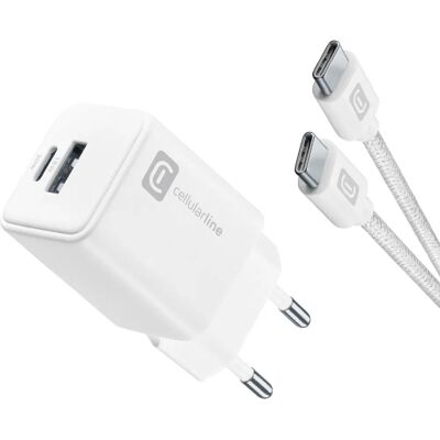 Carregador Cellularline Multipower 30W - Carregamento rápido - Branco Carregador Cellularline Multipower 30W - Carregamento rápido - Branco