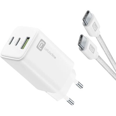 Cellularline Achkitc2cgan65tabw - Carregador Rápido 65W para Smartphone, Tablet, Laptop Cellularline Achkitc2cgan65tabw - Carregador Rápido 65W para Smartphone, Tablet, Laptop
