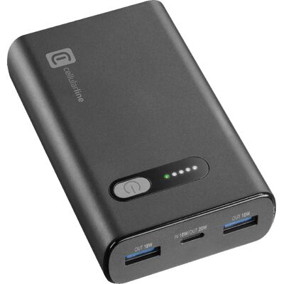 Power Bank Cellularline 10000mAh - Snabbladdning Power Bank Cellularline 10000mAh - Snabbladdning
