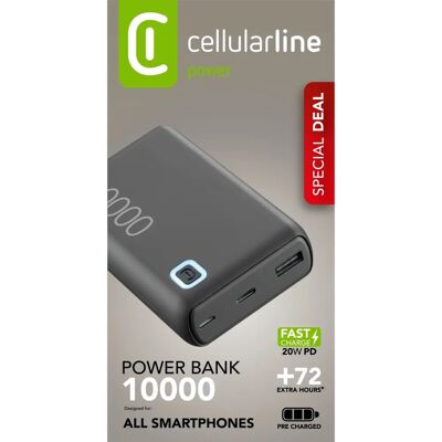 Cellularline - Essence Turbo 10000 - Noir - 20W - Power Bank Cellularline - Essence Turbo 10000 - Noir - 20W - Power Bank