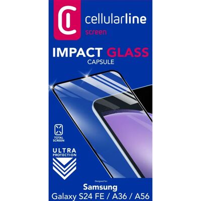 Protetor de tela Cellularline Impact Glass S24 FE - Transparente, Cobertura total Protetor de tela Cellularline Impact Glass S24 FE - Transparente, Cobertura total