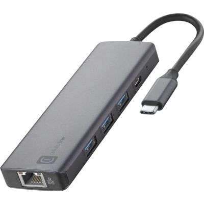 Cellularline 8018080491962 USB-Hub - 9 Ports, 4K HDMI, USB-C 100W, LAN, Micro SD Cellularline 8018080491962 USB-Hub - 9 Ports, 4K HDMI, USB-C 100W, LAN, Micro SD